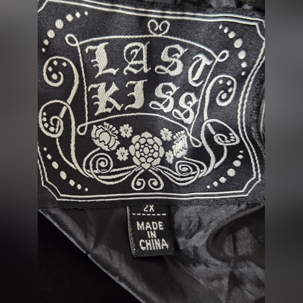 Last Kiss Black Jacket Coat 2X Longer Length Hidden Zip Up High Neck - Picture 6 of 7